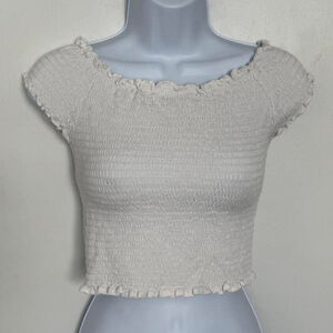 Brandy Melville Cotton White off the Shoulder Crop Top - OS